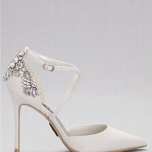 White Wedding By Vera Wang Pointed Toe Crystal Strap Heel